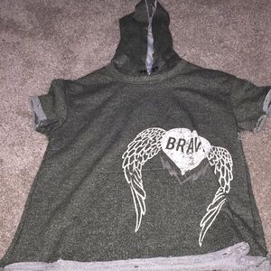 Olive green t-shirt hoodie